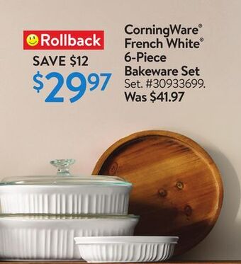 Walmart Corningware french white 6-piece bakeware set offer