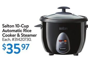 Walmart Salton 10-cup 4 automatic rice cooker & steamer offer
