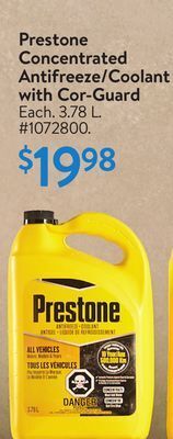 Walmart Prestone concentrate antifreeze coolant with cor-guard offer