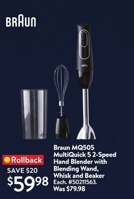Walmart Braun mq505 multiquick 5 2-speed blending wand, whisk and beaker offer