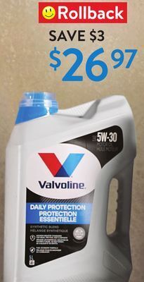 Walmart Valvoline daily protection synthetic blend motor oil offer