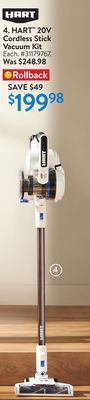 Walmart Hart 20v cordless stick vacuum kit offer