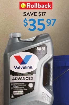 Walmart Valvoline advanced full synthetic motor oil offer