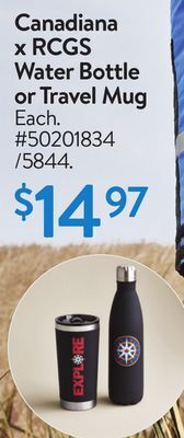 Walmart Canadiana x rcgs water bottle or travel mug offer