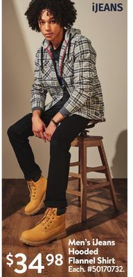 Walmart Men's ijeans hooded flannel shirt offer