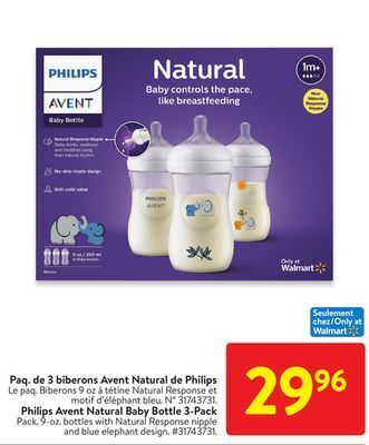 Walmart Philips avent natural baby bottle 3-pack offer