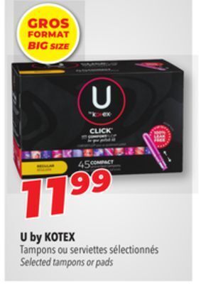 Familiprix U by kotex selected tampons or pads offer
