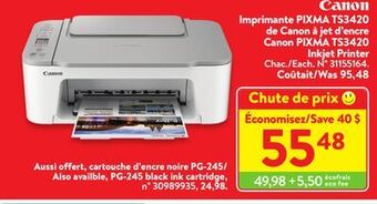 Walmart Canon pixma ts3420 inkjet printer offer