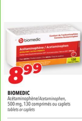 Familiprix Biomedic acetaminophen, 500 mg, 130 caplets tablets or caplets offer