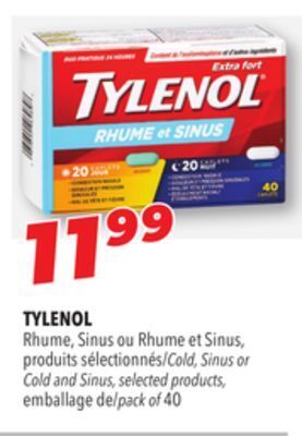 Familiprix Tylenol cold, sinus or cold and sinus selected products offer