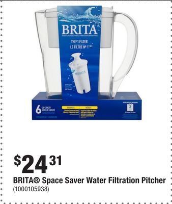 Home Depot Brita space saver water filtration pitcher offer
