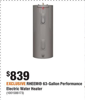 Home Depot Exclusive rheem 63-gallon performance electric water heater offer