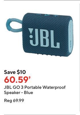 Staples Jbl go 3 portable waterproof speaker - blue offer