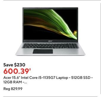 Staples Acer 15.6 intel core i5-1135g7 laptop - 512gb ssd - 12gb ram - windows 11 - silver offer