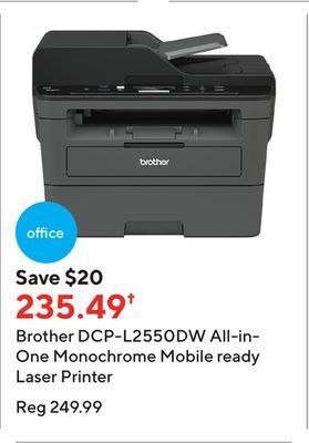 Staples Brother dcp-l2550dw all-in-one monochrome mobile ready laser printer offer