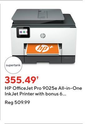 Staples Hp officejet pro 9025e all-in-one inkjet printer with bonus 6 months instant ink with hp+ offer