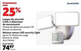 Home Hardware Motion sensor led security light offer