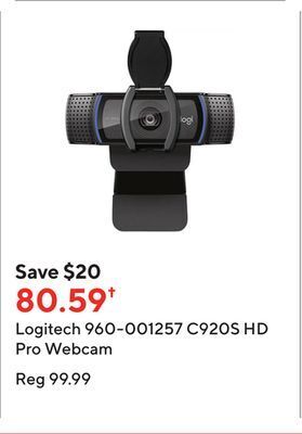 Staples Logitech 960-001257 c920s hd pro webcam offer