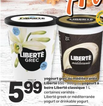 L'Intermarché Yogourt grec ou méditerranée liberté, 650 - 900 g ou yogourt à boire classique 1 l offer