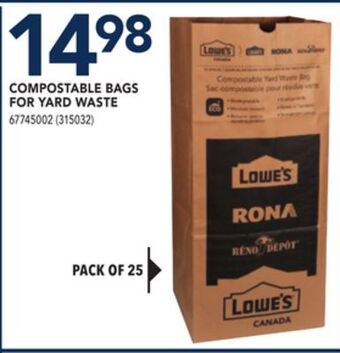 RONA Compostable bags for yard waste offer