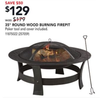 RONA Style selections 35 round wood burning firepit offer
