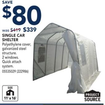 RONA Project source single car shelter offer