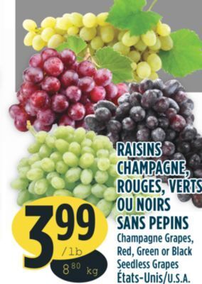 Marché Adonis Raisins champagne, rouges, verts ou noirs sans pepins offer