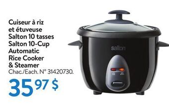 Walmart Salton 10-cup automatic rice cooker & steamer offer