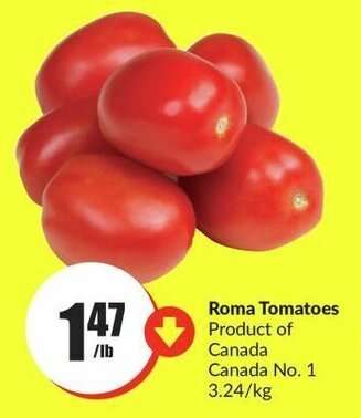 FreshCo Roma Tomatoes 3.24/kg offer