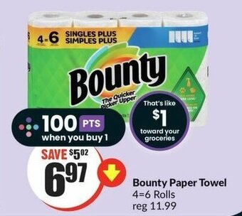 FreshCo Bounty Paper Towel 4-6 Rolls offer