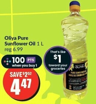 FreshCo Oliya Pure Sunflower Oil 1L offer
