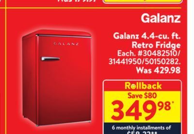 Walmart Galant 4.4-cu,ft retro fridge galanz offer