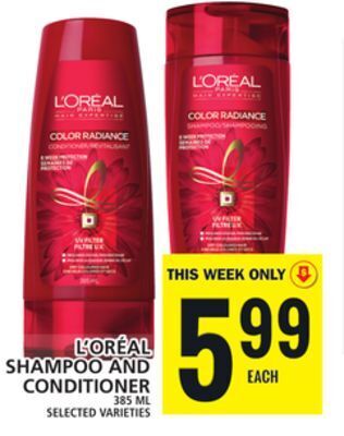 Food Basics L'oréal shampoo and conditioner offer