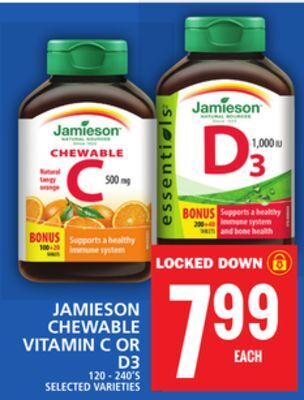 Food Basics Jamieson chewable vitamin c or d3 offer