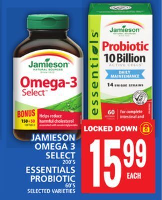 Food Basics Jamieson omega 3  select or essentials probiotic offer