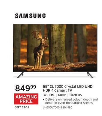 The Source Samsung 65 cu7000 crystal led uhd hdr 4k smart tv offer