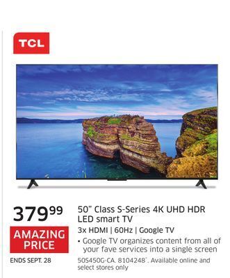 The Source Tcl 50 class s-series 4k uhd hdr led smart tv offer