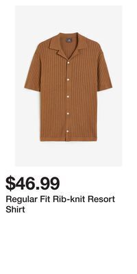 H&M Regular fit rib-knit resort shirt offer