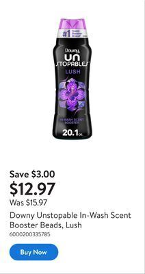 Walmart Downy unstopable in-wash scent booster beads, lush offer