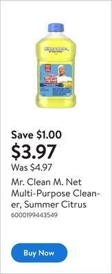 Walmart Mr. clean m. net multi-purpose cleaner, summer citrus offer
