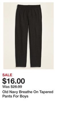 Old Navy Old navy breathe on tapered pants for boys offer