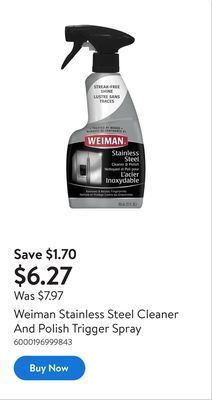 Walmart Weiman stainless steel cleaner and polish trigger spray offer