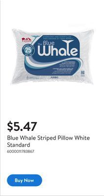 Walmart Blue whale striped pillow white standard offer
