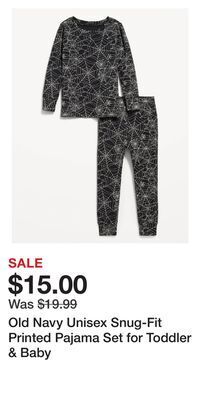 Old Navy Old navy unisex snug-fit printed pajama set for toddler & baby offer