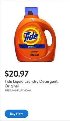 Walmart Tide liquid laundry detergent, original offer