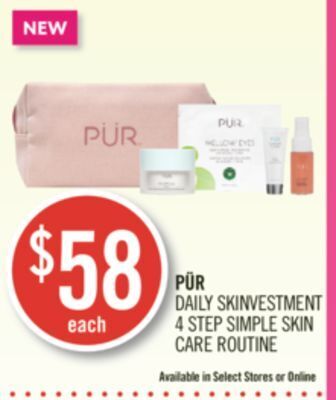 Shoppers Drug Mart Pür daily skinvestment 4 step simple skin care routine offer