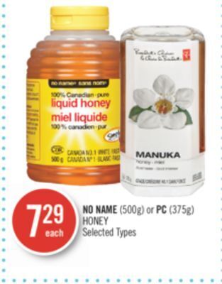 Shoppers Drug Mart No name (500g) or pc (375g) honey offer