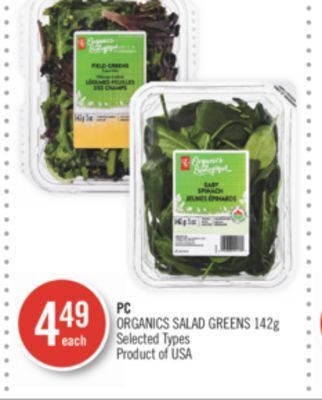 Shoppers Drug Mart Pc organics salad greens offer