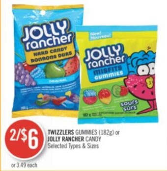 Shoppers Drug Mart Twizzlers gummies (182g) or jolly ranker candy offer