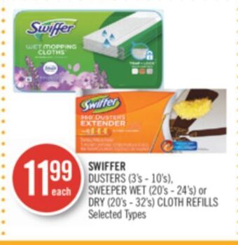 Shoppers Drug Mart Swiffer dusters (3's - 10's), sweeper wet (20's - 24's) or dry (20's - 32's) cloth refills offer
